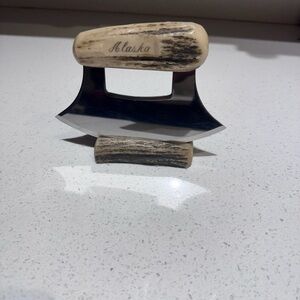 Alaska Ulu Knife with Cream and Silver Handle